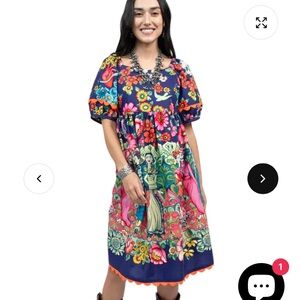 Sister Mary La Catrina dress-pink  and Blue Puff Sleeve Midi Sundress